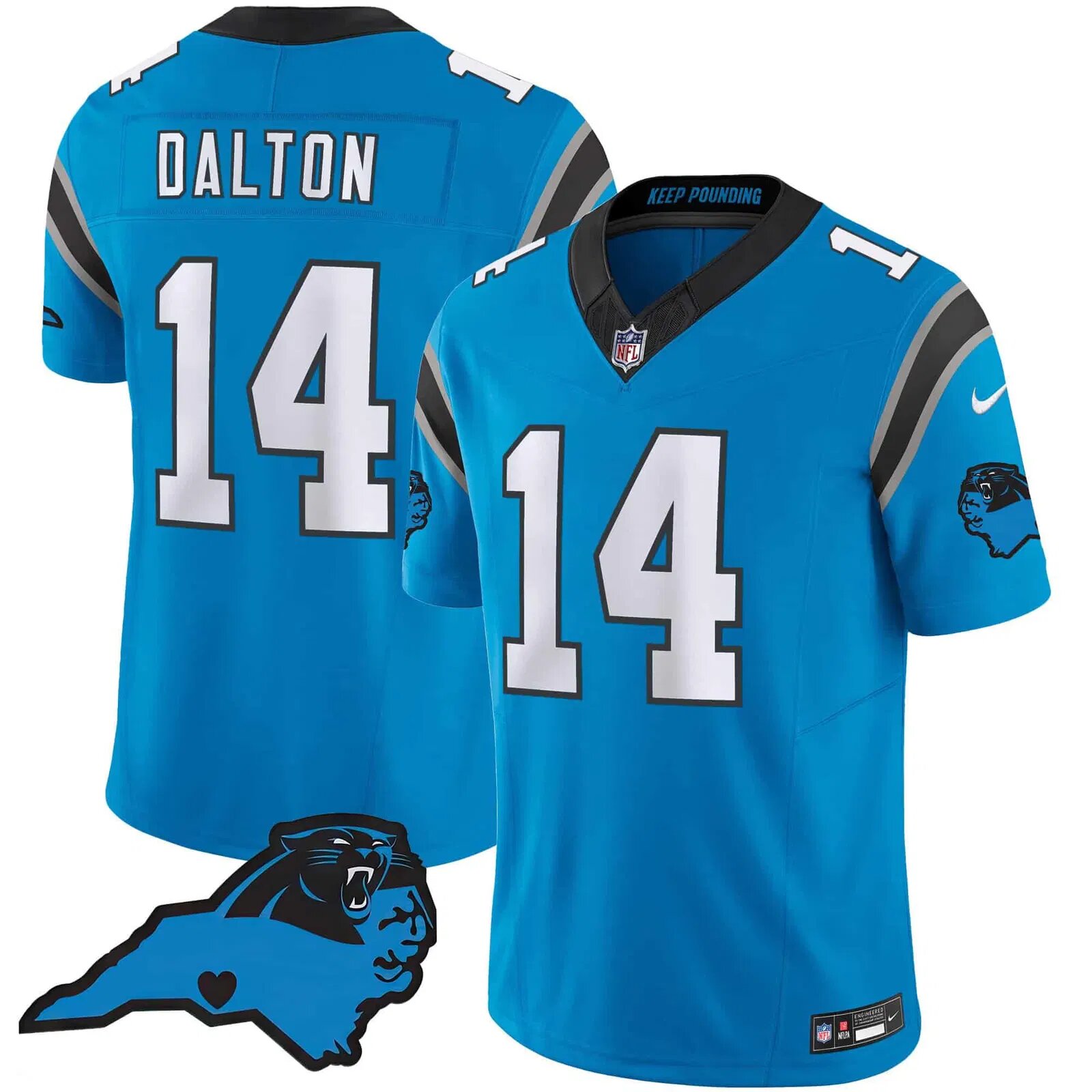 Men Carolina Panthers #14 Dalton Light Blue 2024 Nike Vapor Limited NFL Jersey style 1